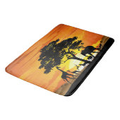 アフリカのサバンナに生息する野生動物の夕日 バスマット (アングル)