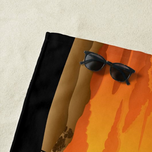 アフリカのサバンナに生息する野生動物の夕日 ビーチタオル (インサイチュ)