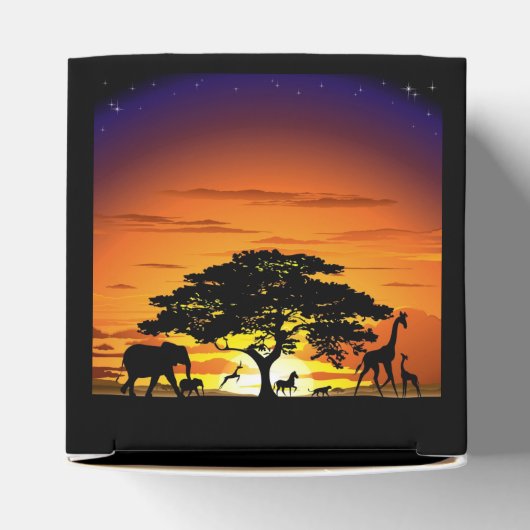 アフリカのサバンナに生息する野生動物の夕日 フェイバーボックス (上部)