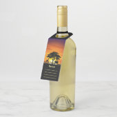 アフリカのサバンナに生息する野生動物の夕日 ボトルネックタグ (アングル)