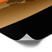 アフリカのサバンナに生息する野生動物の夕日 ポスター (角)