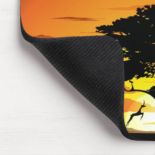 アフリカのサバンナに生息する野生動物の夕日 マウスパッド (コーナー)