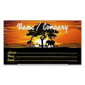 アフリカのサバンナに生息する野生動物の夕日 マグネット名刺 (正面)