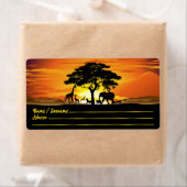 アフリカのサバンナに生息する野生動物の夕日 ラベル (インサイチュ)