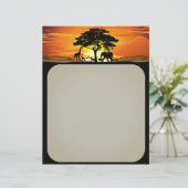 アフリカのサバンナに生息する野生動物の夕日 レターヘッド (スタンド正面)