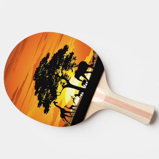 アフリカのサバンナに生息する野生動物の夕日 卓球ラケット (横)