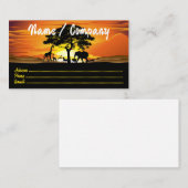 アフリカのサバンナに生息する野生動物の夕日 名刺 (正面/裏面)