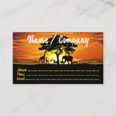 アフリカのサバンナに生息する野生動物の夕日 名刺 (正面)