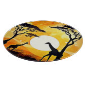 アフリカのサバンナのサンセットキリンのシーン カッティングボード (角)