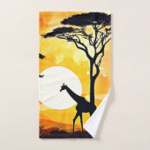 アフリカのサバンナのサンセットキリンのシーン バスタオルセット (ハンドタオル)