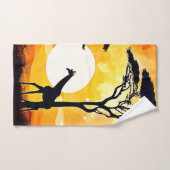 アフリカのサバンナのサンセットキリンのシーン バスタオルセット (ハンドタオル)