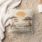 アフリカのサバンナのサンセットピロー クッション (ブランケット)