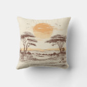 アフリカのサバンナのサンセットピロー クッション (裏面)