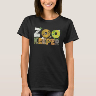 アフリカのサバンナの野生動物のプリントの動物園飼育員 Tシャツ