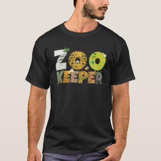 アフリカのサバンナの野生生物動物プリントの動物園飼育員 Tシャツ