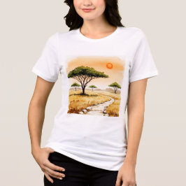 アフリカのサバンナの風景 トライブレンドTシャツ