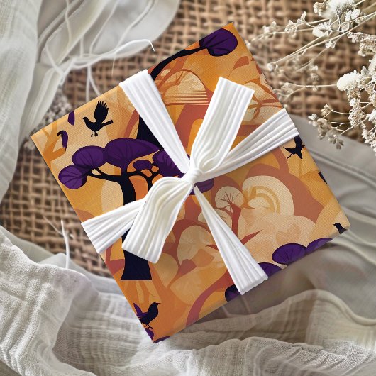 アフリカのサバンナ・サンセットで鹿を追う人々への贈り物 ラッピングペーパー