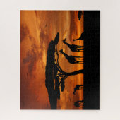 アフリカのサファリで夕暮れ ジグソーパズル (縦)