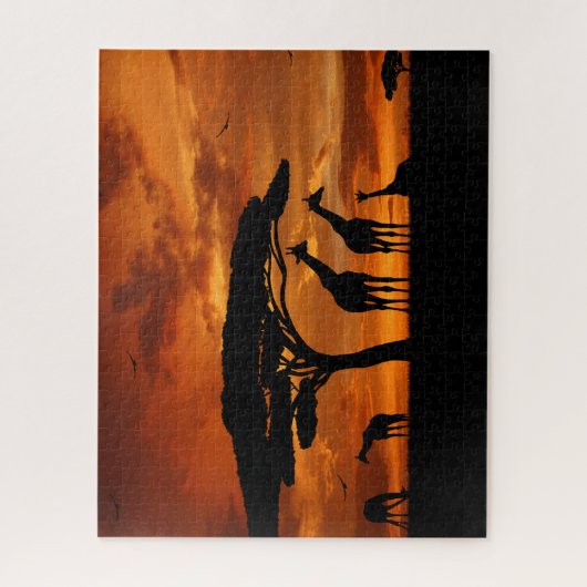 アフリカのサファリで夕暮れ ジグソーパズル (縦)