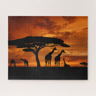 アフリカのサファリで夕暮れ ジグソーパズル