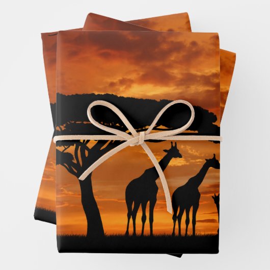 アフリカのサファリで夕暮れ ラッピングペーパーシート (インサイチュ)
