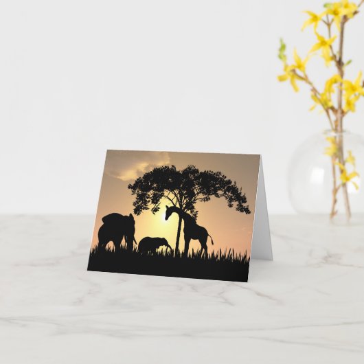 アフリカのサファリのサンセットカード カード (黄色い花)