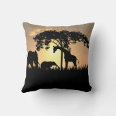 アフリカのサファリのシルエットの枕 クッション (裏面)