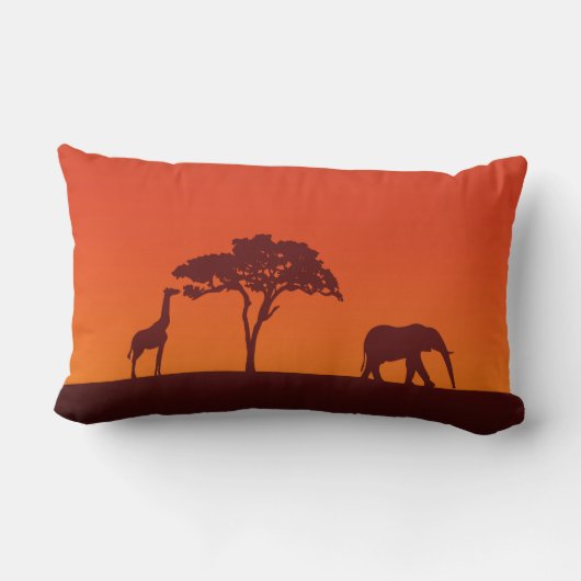 アフリカのサファリのシルエット-腰神経の枕 ランバークッション (裏面)