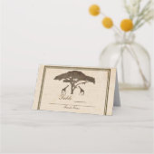 アフリカのサファリのジャフラフとツリー結婚の座席 プレイスカード (裏面)