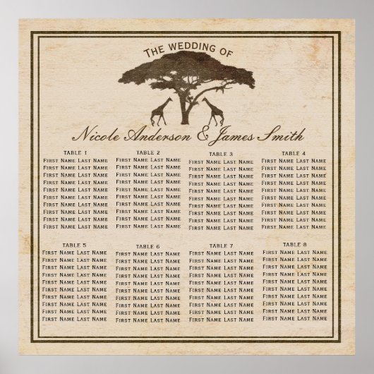 アフリカのサファリのジャフラフとツリー結婚の座席 ポスター (正面)