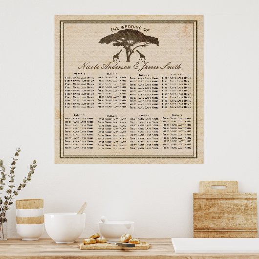 アフリカのサファリのジャフラフとツリー結婚の座席 ポスター (キッチン)