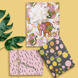 アフリカのサファリの動物トゥイーン10代のボホ誕生日 ラッピングペーパーシート