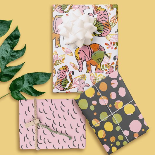 アフリカのサファリの動物トゥイーン10代のボホ誕生日 ラッピングペーパーシート