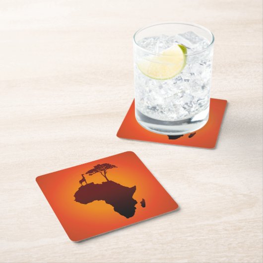 アフリカのサファリの地図-ペーパーコースター スクエアペーパーコースター (インサイチュ)