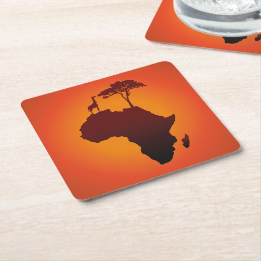 アフリカのサファリの地図-ペーパーコースター スクエアペーパーコースター (アングル)