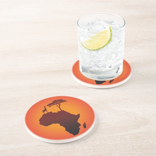 アフリカのサファリの地図-砂岩コースター コースター (側面)