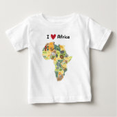 アフリカのサファリの地図- Iのハートアフリカ-ワイシャツ ベビーTシャツ (正面)