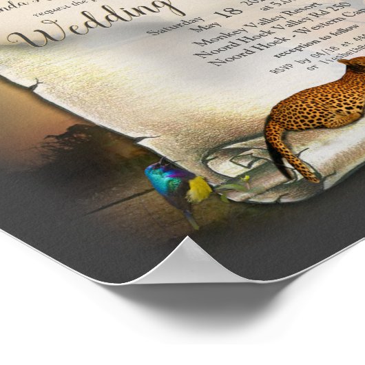 アフリカのサファリの夕日のお知らせ ポスター (角)