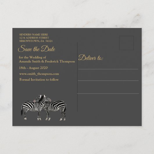 アフリカのサファリの夕日を保存 案内ポストカード (裏面)