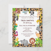 アフリカのサファリの子供の誕生日のパーティの招待状 招待状 (正面)