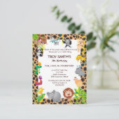 アフリカのサファリの子供の誕生日のパーティの招待状 招待状 (スタンド正面)