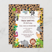 アフリカのサファリの子供の誕生日のパーティの招待状 招待状 (正面/裏面)