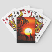 アフリカのサファリの日没のキリンのシルエット トランプ (裏面)