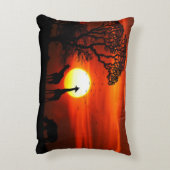 アフリカのサファリの日没動物のシルエット アクセントクッション (裏面(縦))