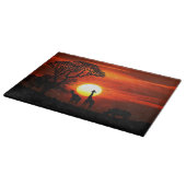 アフリカのサファリの日没動物のシルエット カッティングボード (角)