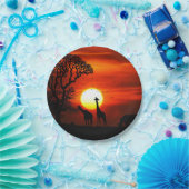 アフリカのサファリの日没動物のシルエット ペーパープレート (パーティー)