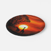 アフリカのサファリの日没動物のシルエット ペーパープレート (アングル)