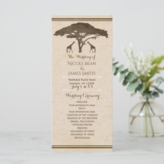 アフリカのサファリジャフェヴィンテージウェディングプログラム プログラム (スタンド正面)