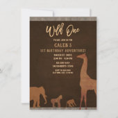 アフリカのサファリジャングルズーブラウンワイルドワン第1パーティー 招待状 (正面)