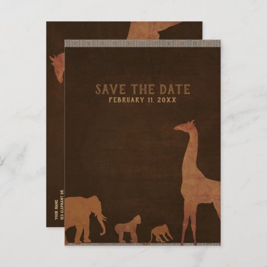 アフリカのサファリジャングル動物園のヴィンテージ保存日 案内ポストカード (正面/裏面)